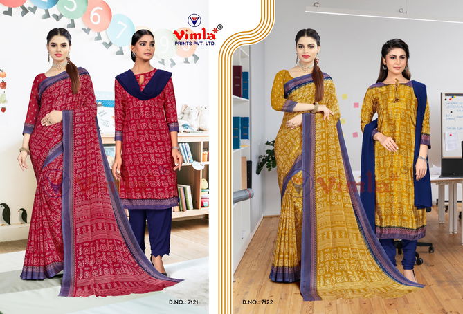 Tapsi Silk Vol 1 Printed Uniform Dress With Saree Combo Catalog
