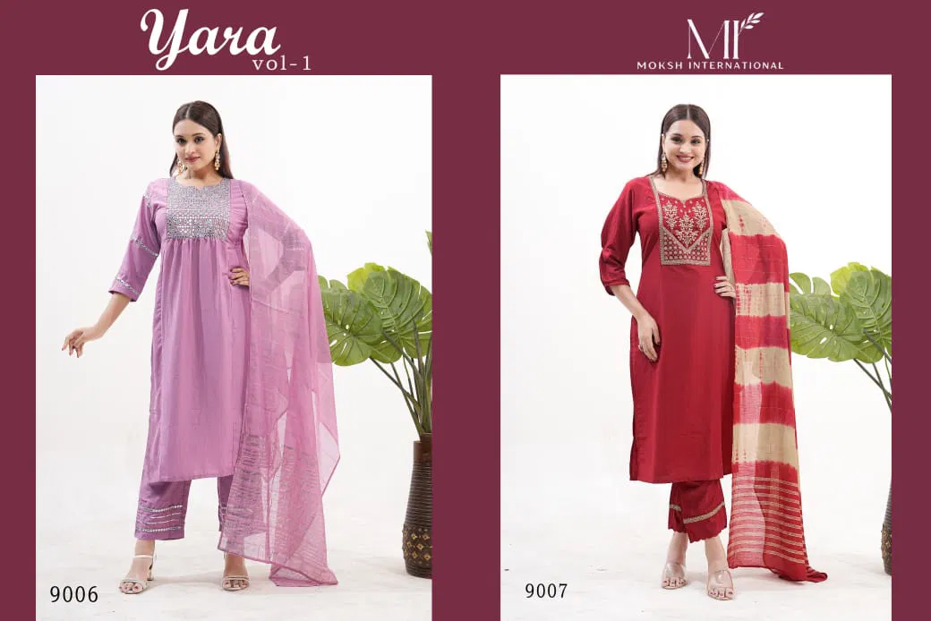 Yara Vol 1 By Moksh Vertical Silk Kurti With Bottom Dupatta Orders In India