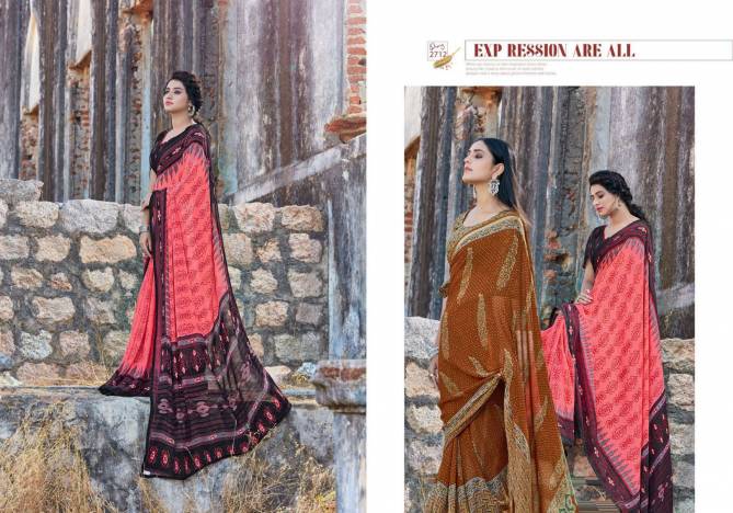 Hirva Shining Casual Daily Wear Georgette Printed Latest Saree Collection
