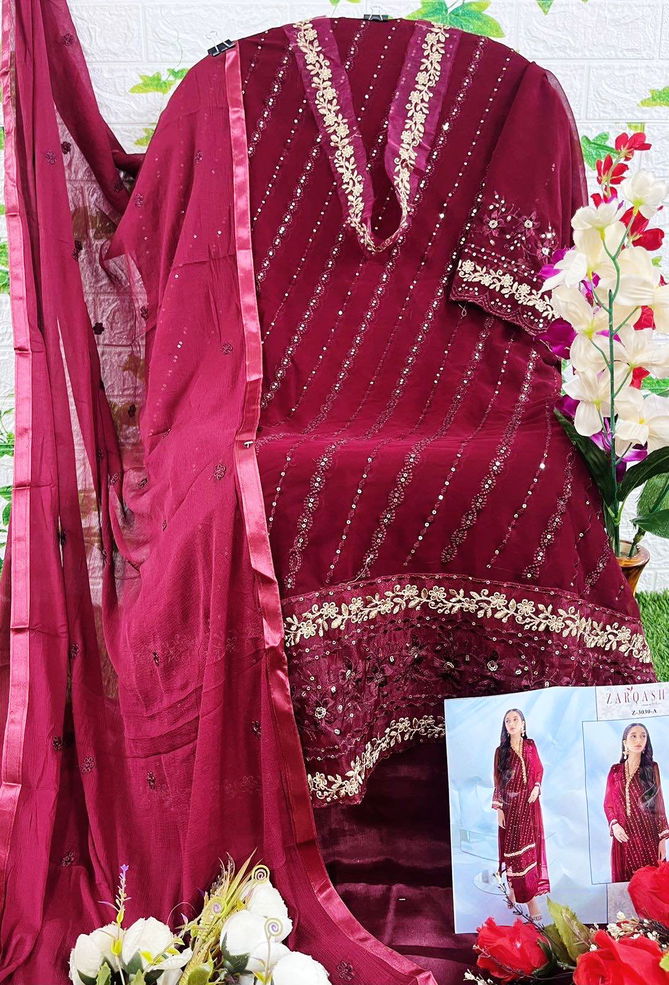 Z 3030 A To D By Zarqash Georgette Pakistani Salwar Suits Wholesalers In Delhi