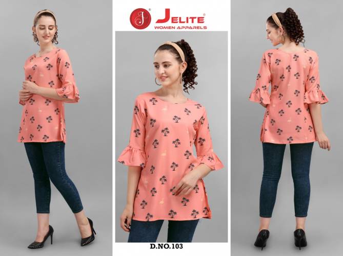 Jelite Trendy 1 Designer Printed Casual Wear Ladies Top Collection
