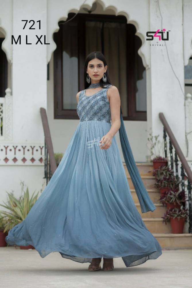 S4u 721 Fancy Innovative Style Killer Silk Indo Western Gown Catalog