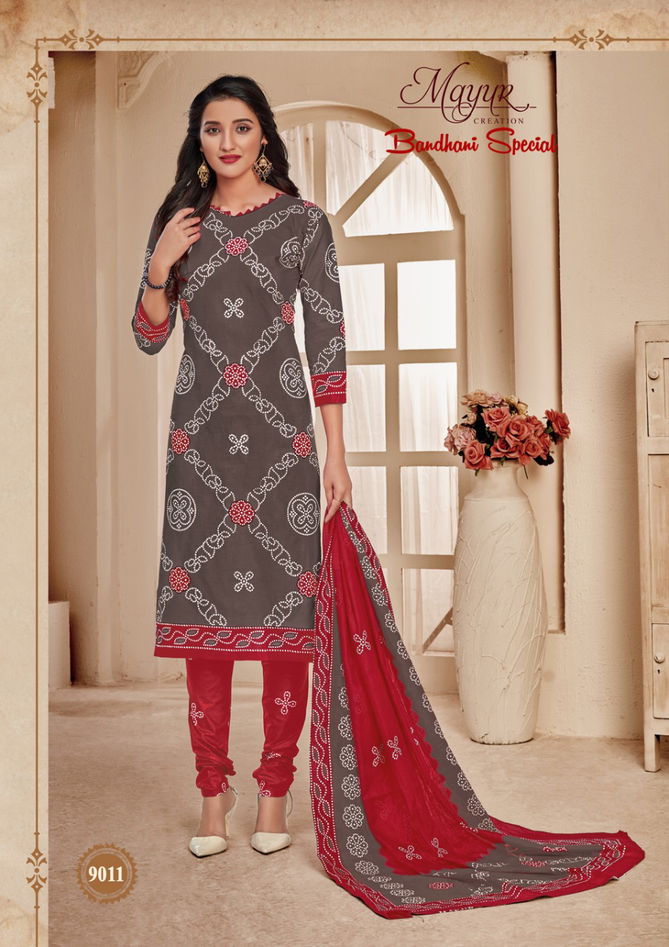 Mayur Bandhani Special 9 Latest Designer Bandhani Style Printed Cotton Dress Material Collection 