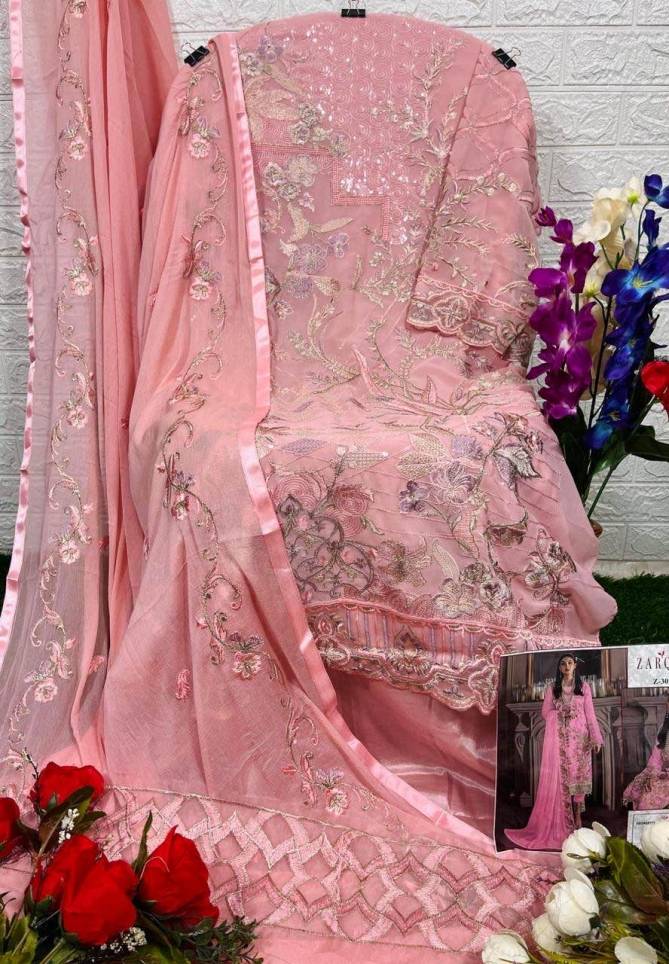 Z 3024 A To D By Zarqash Georgette Pakistani Salwar Suits Wholesalers In Delhi
