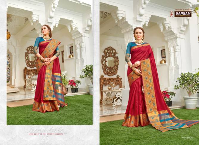 Sangam Udaan Latest Designer Rich Look Handloom Festive Wear Silk Sarees Collection