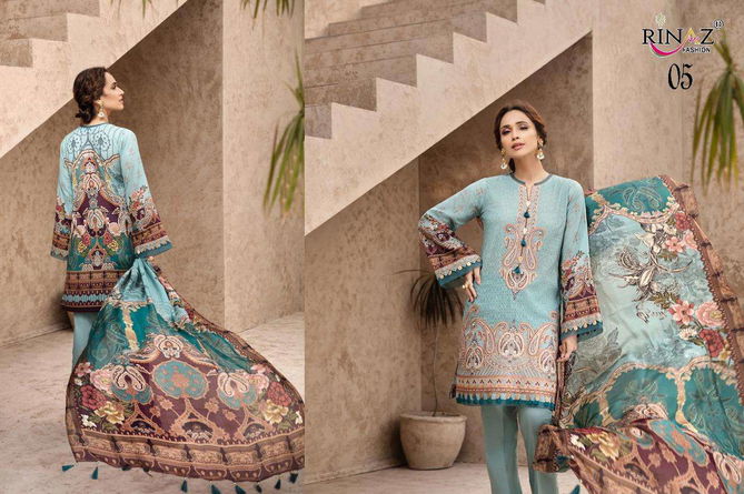 Rinaz Iris Lwn 2020 Jam Silk Digital Print with self Embroidery Work Top With Cotton Dupatta and Bottom Pakistani Suits Collection