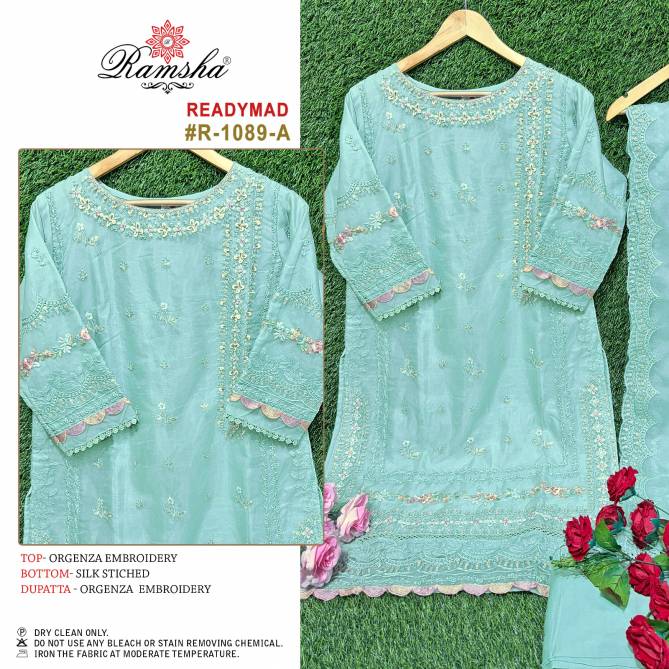 Ramsha R 1089 Organza Pakistani Readymade Suits Catalog
