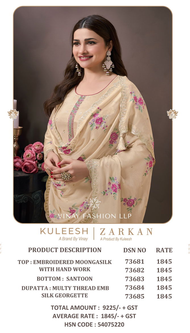 Zarkan By Vinay Kuleesh Silk Designer Salwar Suit Wholesale In India