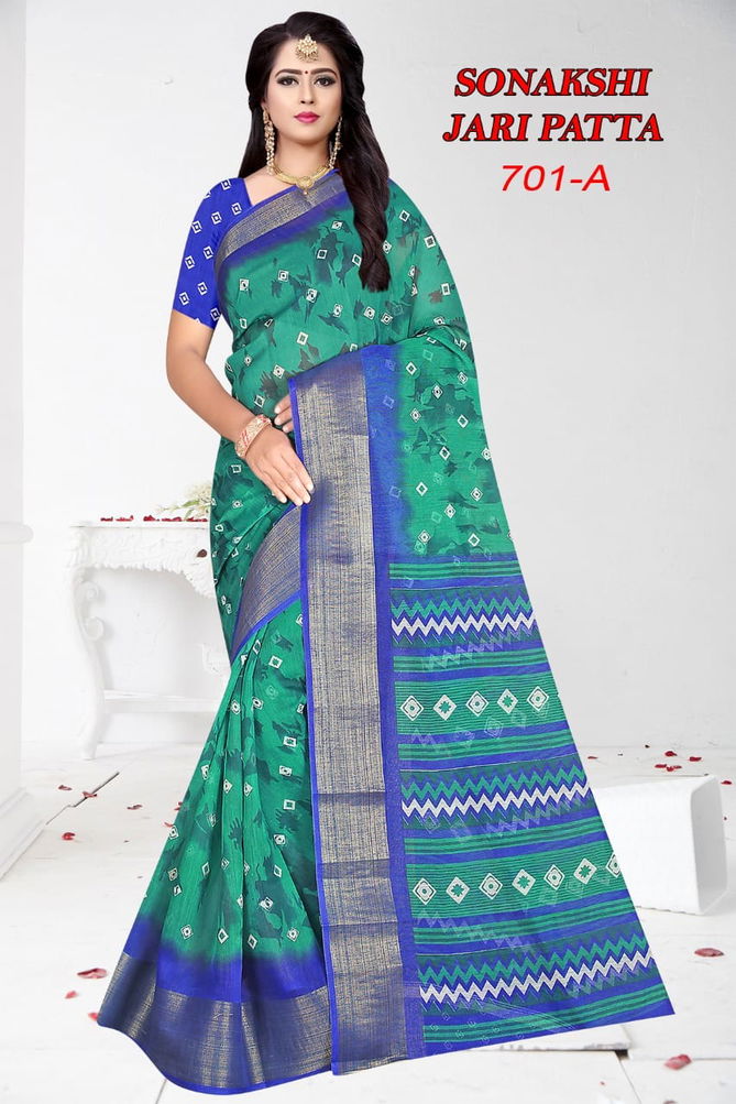 Sonakshi Jari Patta 701 Regular Wear Cotton Printed Designer Saree Collection