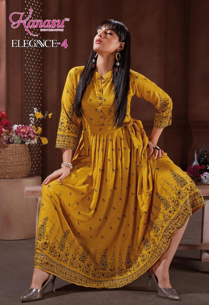 Kanasu Elegance 4 New Designer Ethnic Wear Long Anarkali Kurti Collection