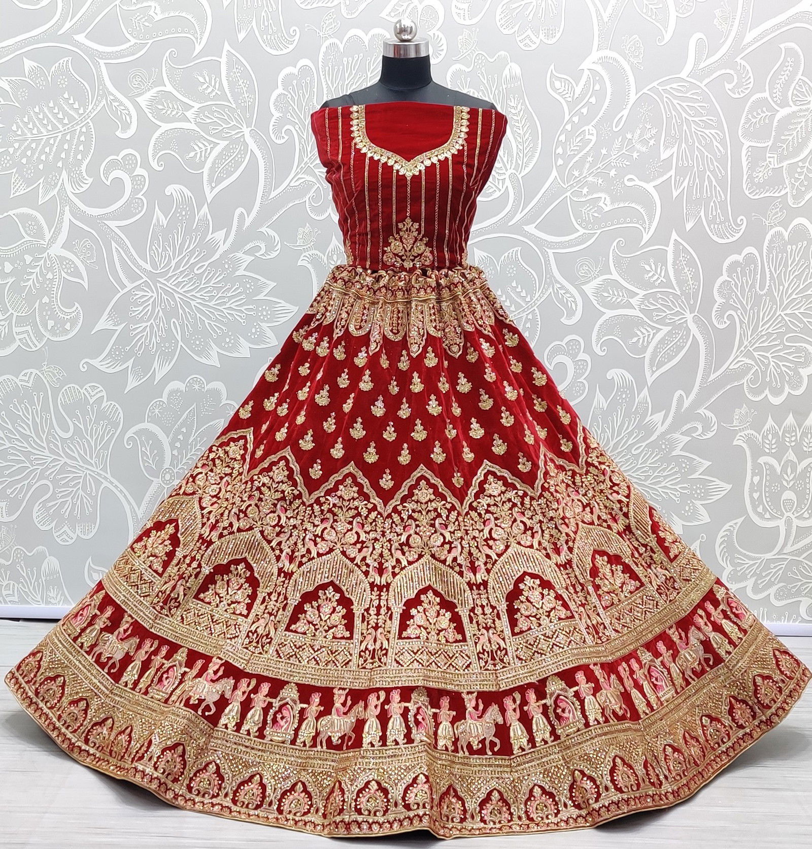 Lc 2346 Velvet Designer Thread Work And Diamond Work Lehenga Choli