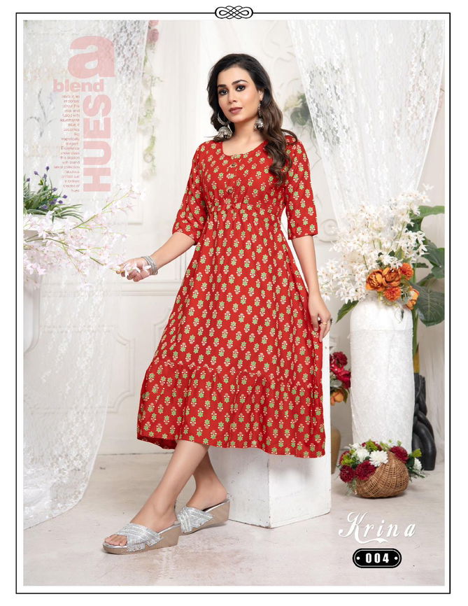 Trendy Krina Vol 1 Rayon Printed Kurtis Catalog
