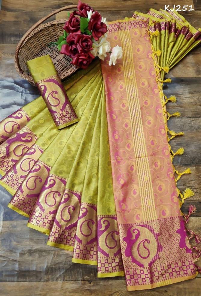 KJ Latest Designer Party Wear Wedding Saree Collection Having Wonderful Border 