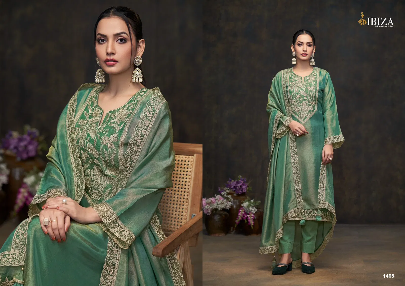 Raazia By Ibiza Simar Muslin Embroidery Salwar Kameez Wholesale In India