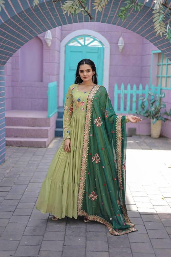 Code 9149 Faux Georgette Wholesale Gown With Dupatta Suppliers in Mumbai