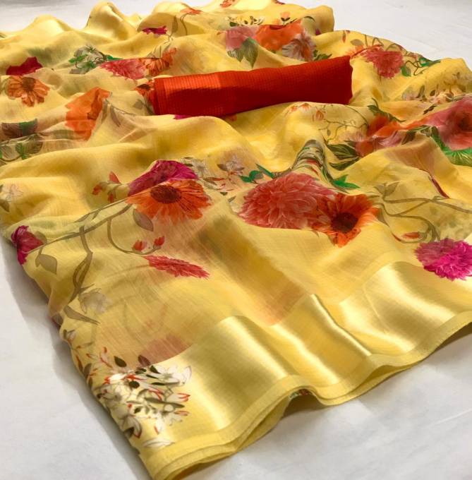 Rajyog Daily Wear Printed Linen SIlk Saree Collection 