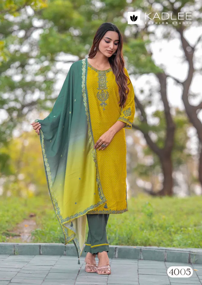 Marina By Kadlee Rayon Wholesale Kurti With Bottom Dupatta Suppliers In Mumbai