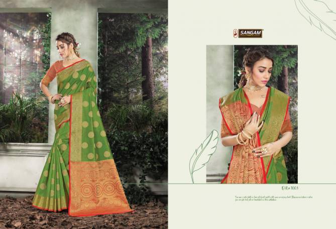 Sangam Karmala Silk Latest Designer Festive Wear Handloom Silk Heavy Sarees Collection
