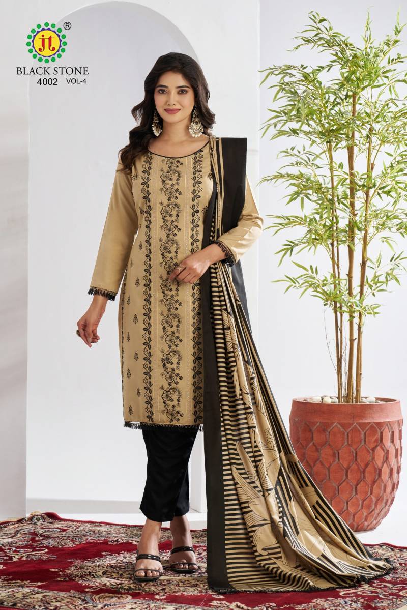 Black Stone Vol 4 By Jt Rayon Embroidery Dress Material Wholesale Market