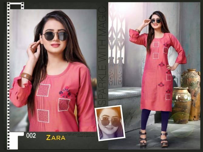 Agya Zara Vol 2 Latest Designer Rayon Party Wear Round Neck Three Fourth Sleeve Kurti Collection
