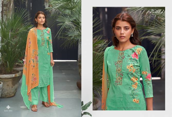 Belliza Ehsaas Casual Wear Pure Jam Cotton Printed And Heavy Embroidery Designer Dress Material Collection
