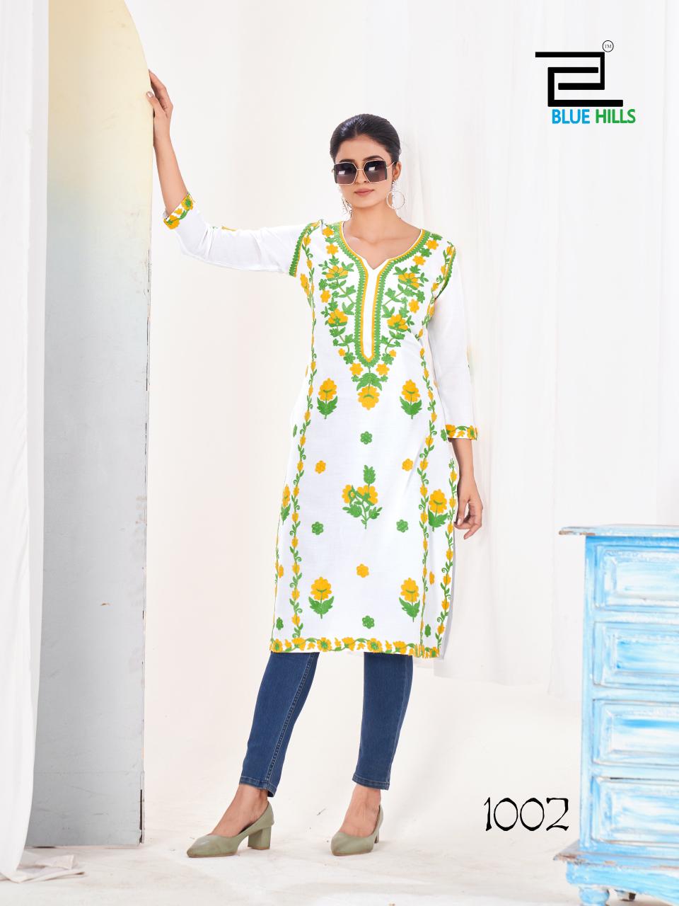 Yamini By Blue Hills Rayon Designer Kurtis Wholesale Shop In Surat