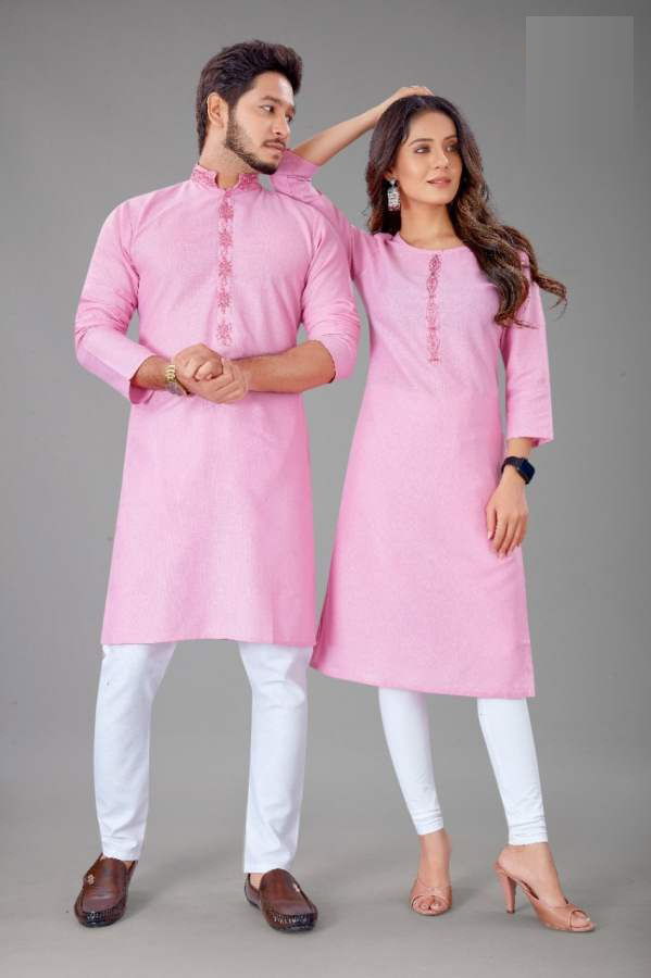 Sabella Couple Kurta 4 Designer Cotton Jacquard Couple Party Wear Kurta Collection
