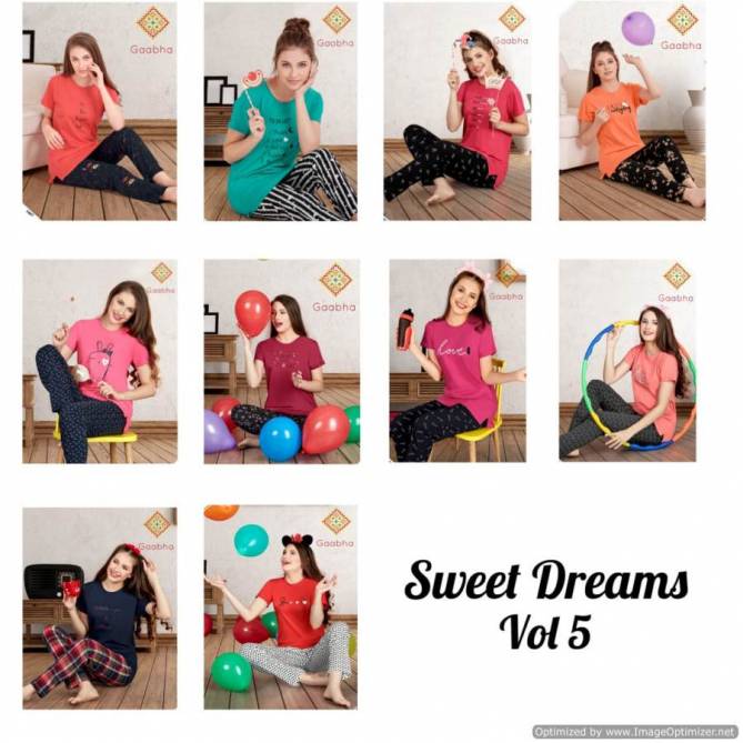 Gaabha Sweet Dreams Vol 5 Latest Comfortable Hosiery Cotton Premium Quality Night Dress Collection 