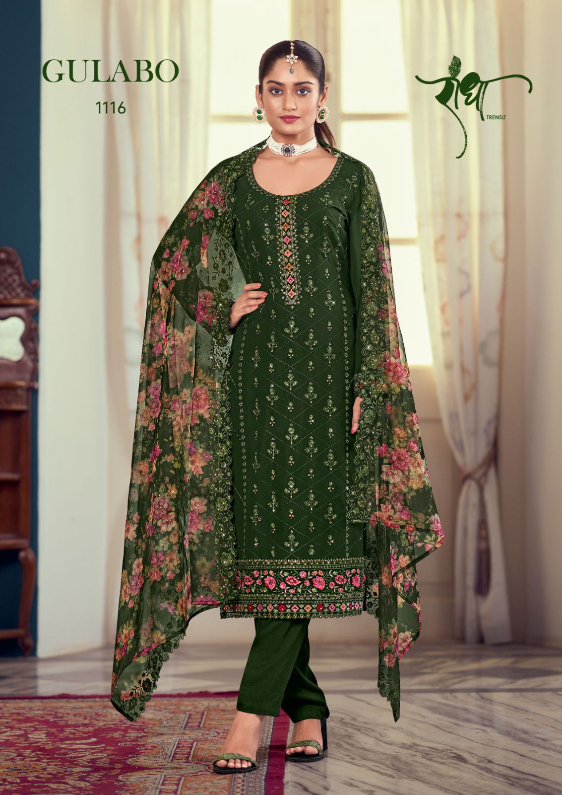 Radha Gulabo Georgette Embroidery Printed Salwar Suit Catalog
