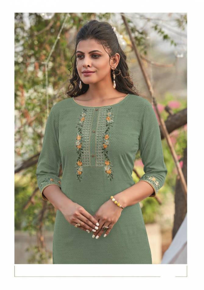 LADYVIEW MADHURIKA Latest Fancy Designer Heavy party wear Lexus Rayon with Value Added Embroidery Work Kurti Collection