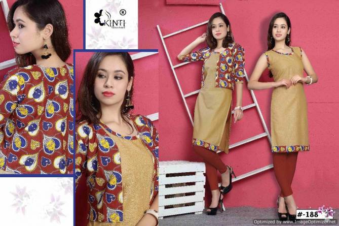 Kinti KamyaFancy Designer Ethnic Wear Handloom Cotton Printed Separate Jacket Kurtis Collection