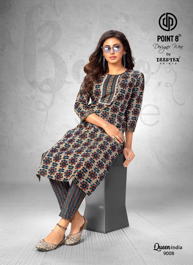 Queen India Vol 9 By Deeptex Cotton Printed Kurti With Bottom Exporters In India