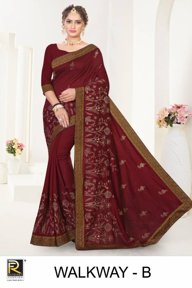 Ronisha Walkway Festive Wear Designer Vichitra Silk Fancy Saree Collection