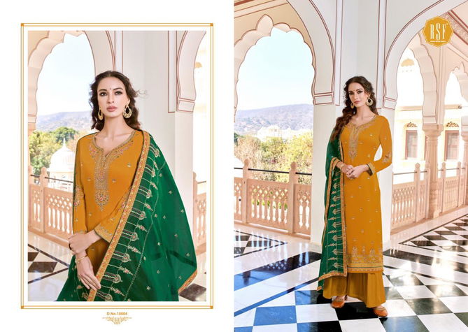 Rsf Neera Latest Festive Wear Pure Chinon PARAM Para Silk fabric With Full Body Embroidery Neck Sleeves Daman Work With Full Diamond Work Salwar Suits Collection