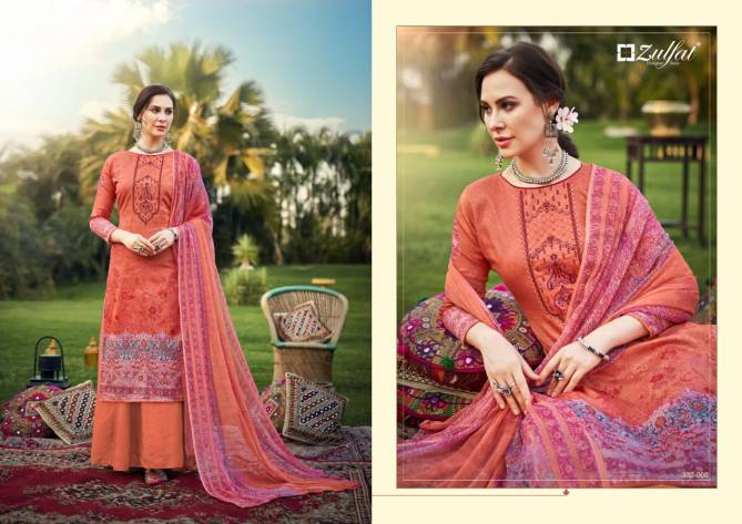 Zulfat Hasrat Pure Latest fancy Designer Casual wear Pure Jam Cotton Digital Style Print with Heavy Fancy Embroidery work Dress Material Collection
