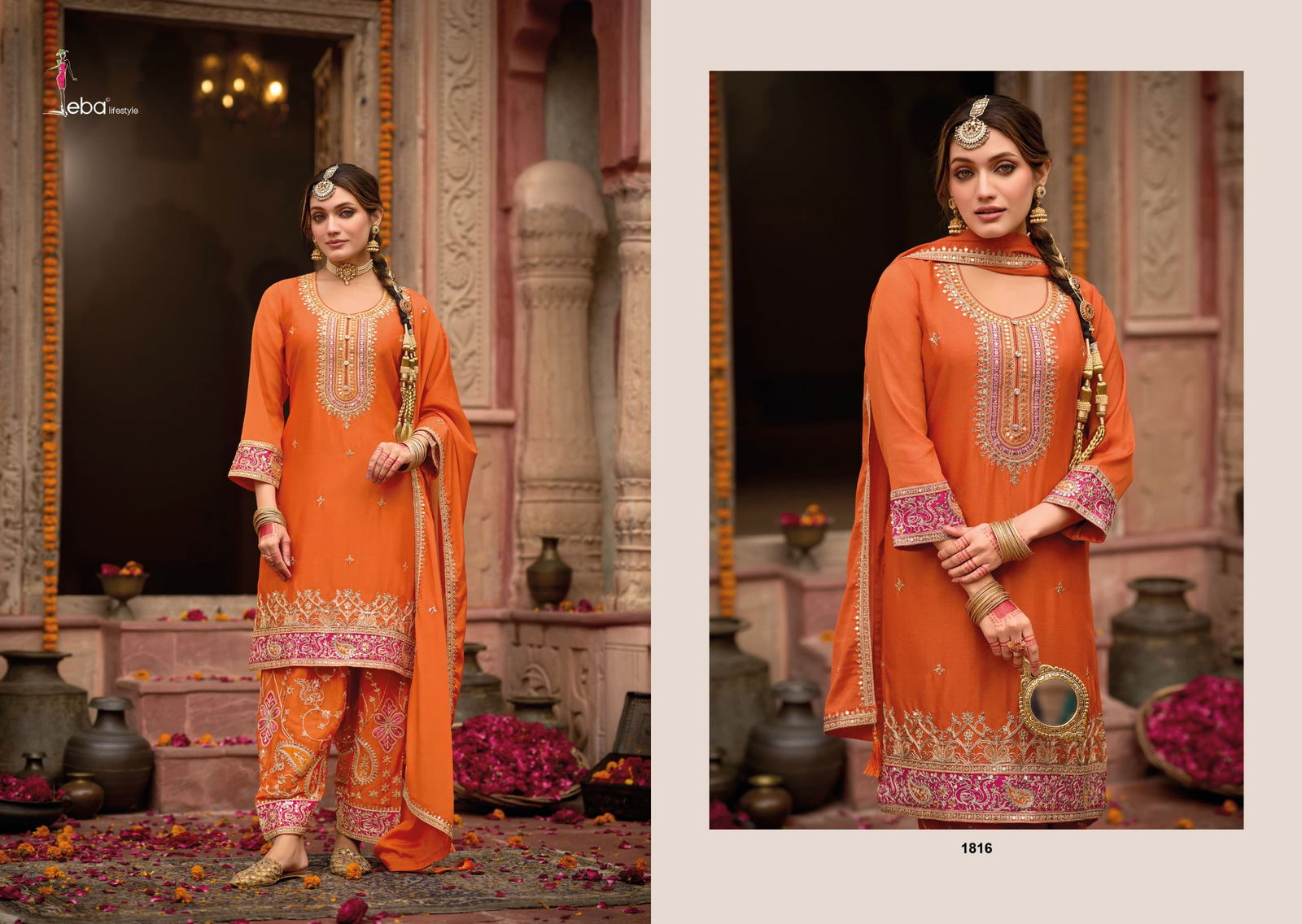 Kashish By Eba Chinon Emboidery Readymade Suits Wholesalers In Delhi