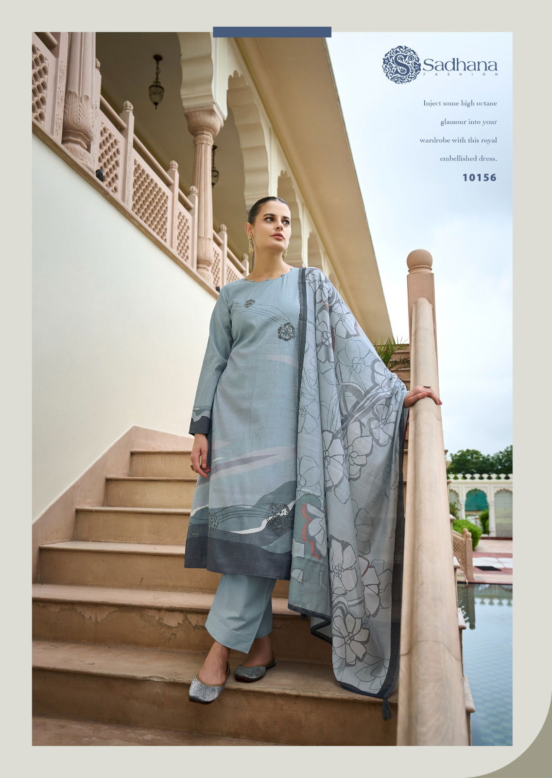 Samyukta By Sadhana Shimmer Muslin Silk Digital Printed Dress Material Wholesale Market