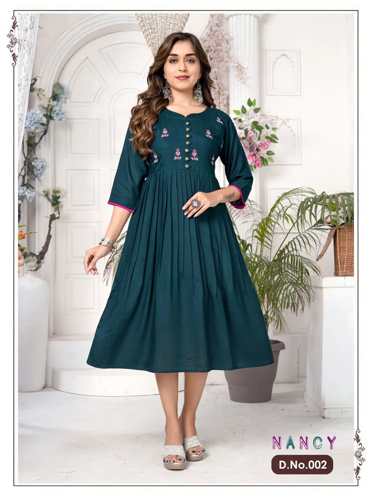 Ft Nancy Vol 1 Plain Sequence Work Rayon Designer Kurtis Catalog
