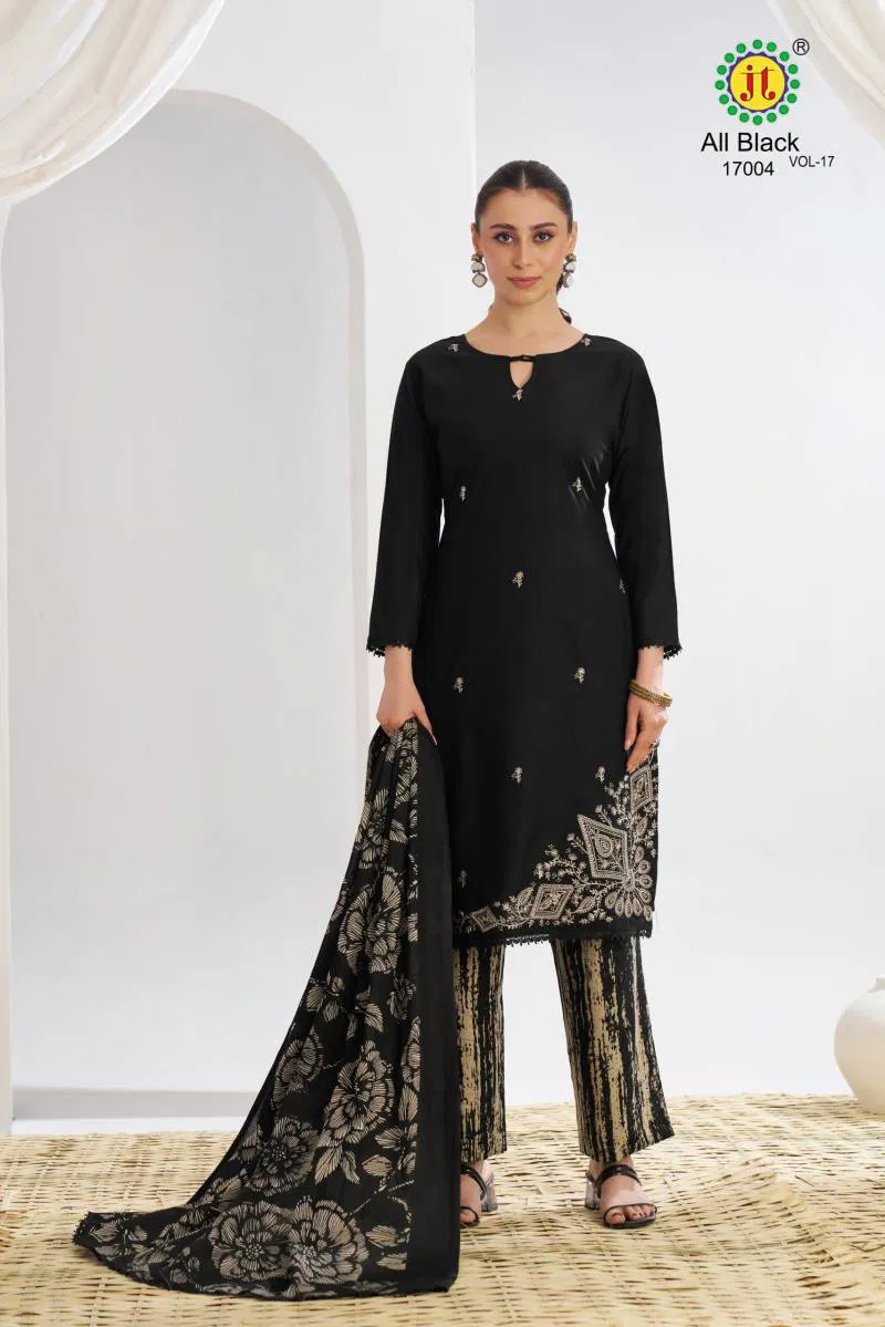 All Black Vol 17 By Jt Rayon Embroidered Dress Material Suppliers In India