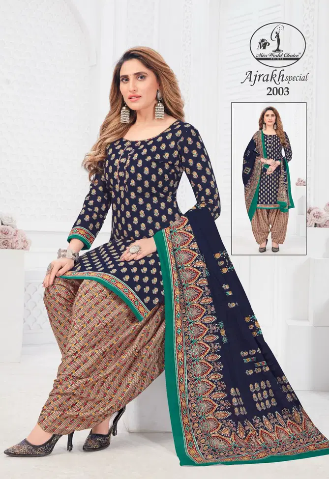 Miss World Ajrakh Vol 2 Designer Cotton Dress Material
