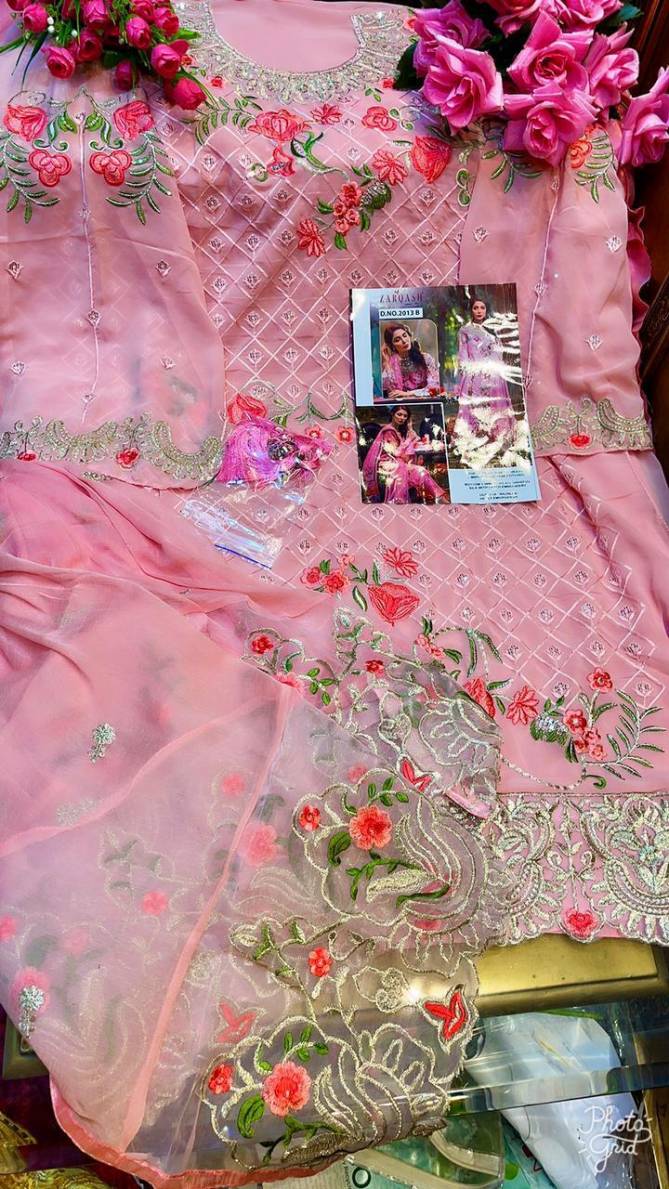Zarqash Adan Hits 2013 Latest Fancy Designer Festive Wear Fox Georgette With Embroidery Work Pakistani Salwar Suit Collection
