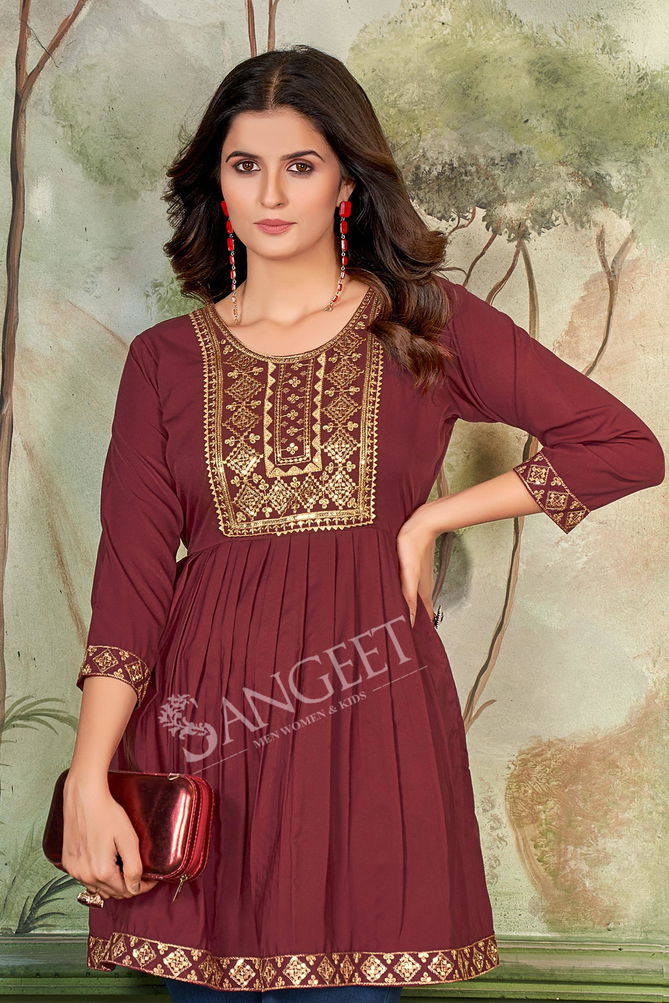 Aashini By Sangeet Rayon Embroidery Ladies Top Exporters In India