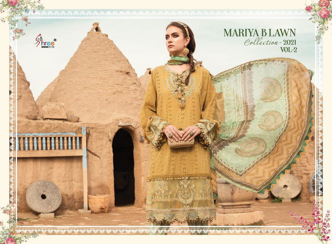 Shree Mariya B Lawn Collection 2021 Vol 2 Latest Fancy Festive Wear Pure Lawn Worked Pakistani Salwar Suits Collection
