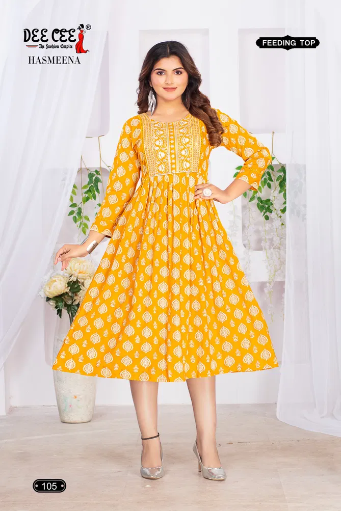 Hasmeena By Deecee Rayon Printed Feeding Kurtis Wholesale Online