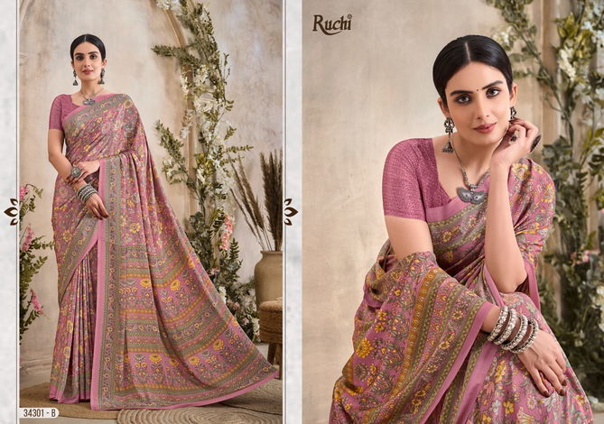 Vivanta Silk 36 By Ruchi Silk Crepe Printed Wholesale Sarees In India