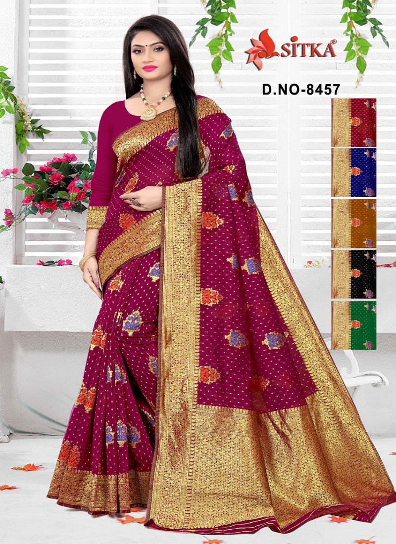 Sitka 8457 New Designer Festive Wear Cotton Silk Saree Collection
