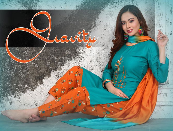 Trendy Gravity Latest Regular Casual Wear Heavy Rayon Embroidery Work Readymade Collection