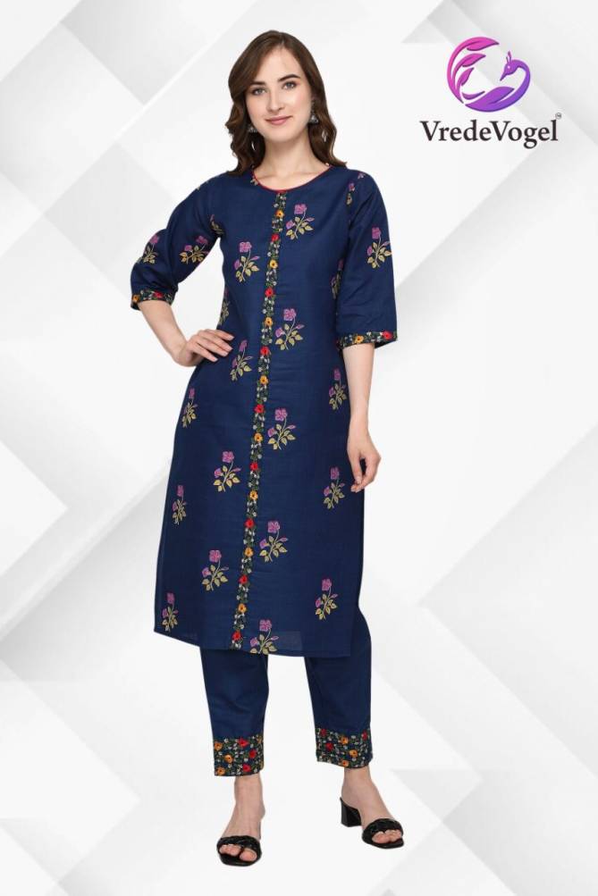Vv Fabulous Latest Designer Casual Wear Cotton Embroidery Kurtis With Bottom Collection
