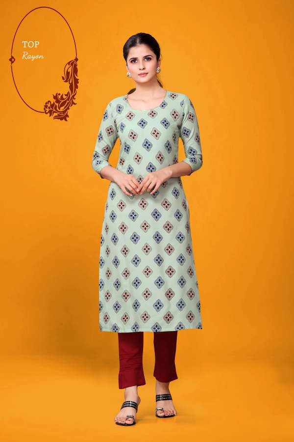 Latest Decent 2 Casual Wear Rayon Printed Kurti Collection