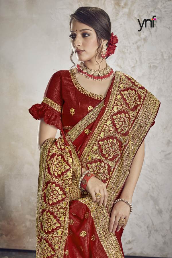 Ynf Marriage Story Heavy Wedding Wear Vichitra Silk Designer Latest Saree Collection